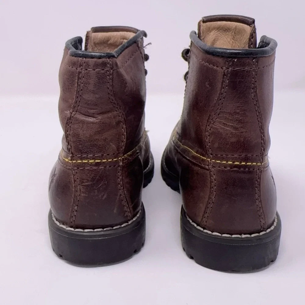 FRYE Dakota Mid Lace Brown Leather Kids Boots‎ Size 9.5 Outdoor School Dress Up